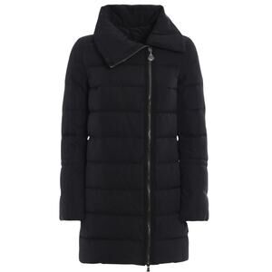 Moncler Lobelia Down Puffer Coat size S Quilted Black Bell Sleeves Midi